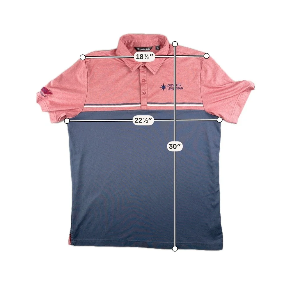 Travis Mathew Golf Polo XL Pink White Blue Stripe Performance Shirt